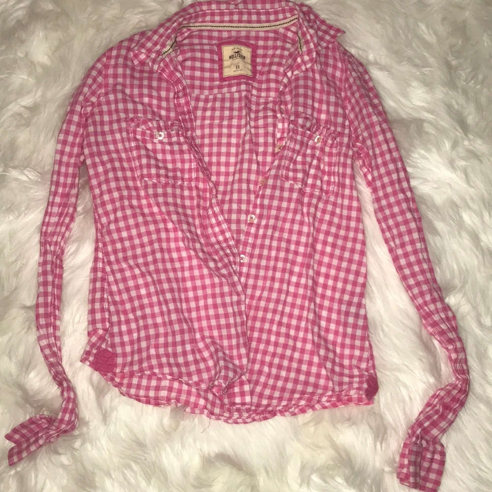 Gingham long sleeve button up